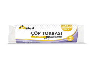 Atiplast Büyük Boy Çöp Torbası Siyah 65X80 150 Gr 10'lu 20 Rulo - 1