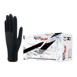 Beybi Njoy Nitril Siyah Muayene Eldiveni Pudrasız 100`lü Medium - Beybi
