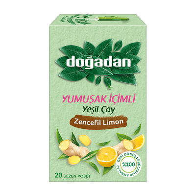 Doğadan Yumuşak İçimli Yeşil Çay Zencefil Limon Karışımı 20`li - 1