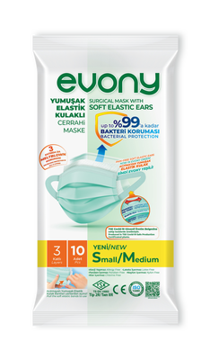 Evony Elastik Kulaklıklı Cerrahi Maske 10`lu (Small/Medium) - 1