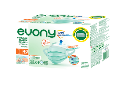 Evony Elastik Kulaklıklı Cerrahi Maske 40`lı (Tekli Paket) - 1