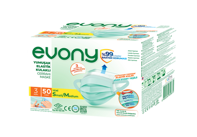 Evony Elastik Kulaklıklı Cerrahi Maske 50'li (Small/Medium) - 1