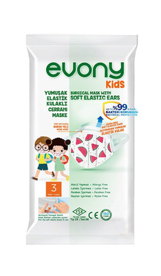 Evony Kids Elastik Kulaklıklı Cerrahi Çocuk Maskesi 10`lu - 1