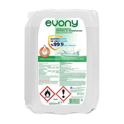 Evony Nemlendiricili Antibakteriyel El Dezenfektanı 5000 Ml - 1