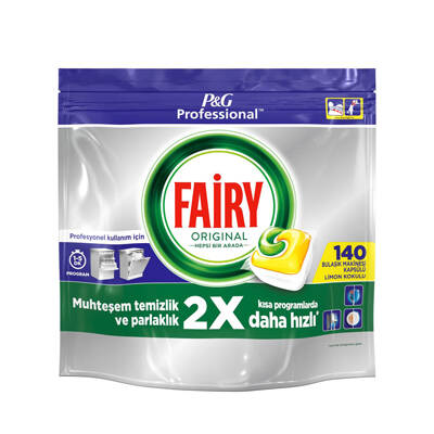 Fairy Original Hepsi Bir Arada Limon Kokulu Bulaşık Makinesi Tableti 140'lı - 1