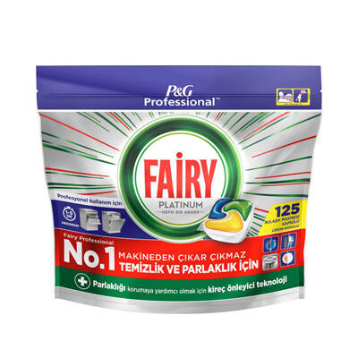 Fairy Platinum Hepsi Bir Arada Limon Kokulu Bulaşık Makinesi Tableti 125'li - 1