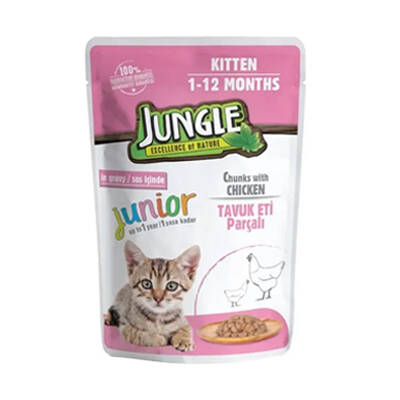 Jungle Pouch Yavru Kedi Tavuklu Yaş Maması 100 G - 1