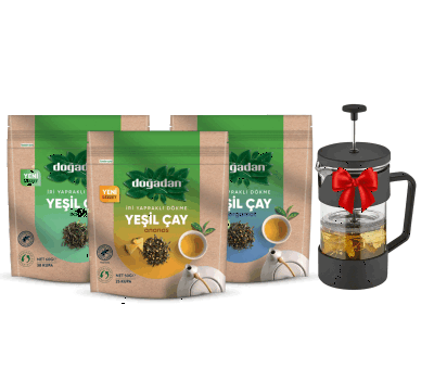 Doğadan Kıvrık Yeşil Çay + French Press Hediye! - 1