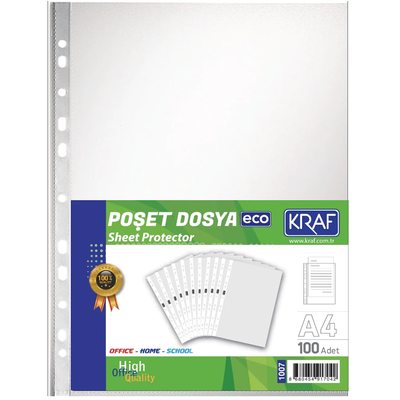 Kraf 1007 Poşet Dosya A4 100`lü - 1