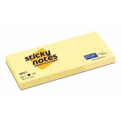 Kraf Yapışkanlı Not Kağıdı Sarı 38x51 mm - 1