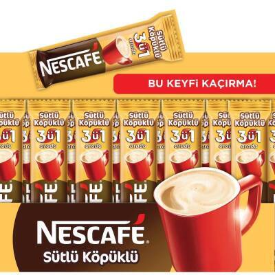 Nescafe 3'ü 1 Arada Kahve Sütlü Köpüklü 17,4 gr 72`li - 1