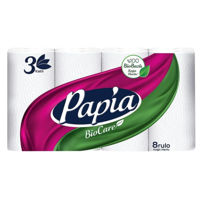 Papia Kağıt Havlu - Üç Katlı - 8 Rulo - 1