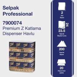 Selpak Prof.Premium Z Katlı Dispenser Havlu 200lü 20 Paket - 2