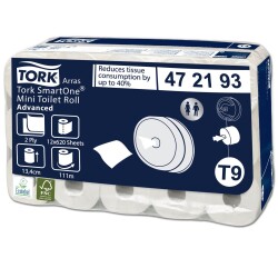 Tork Advanced SmartOne Mini Tuvalet Kâğıdı - Çift Katlı - 111 metre - 12`li Rulo - 2